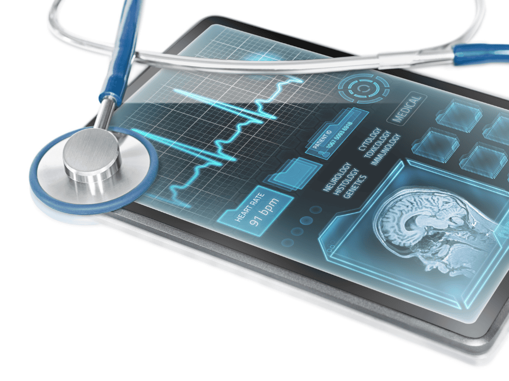 Clay model of a colorful brain with a pink retro alarm clock beside it on a pastel background.